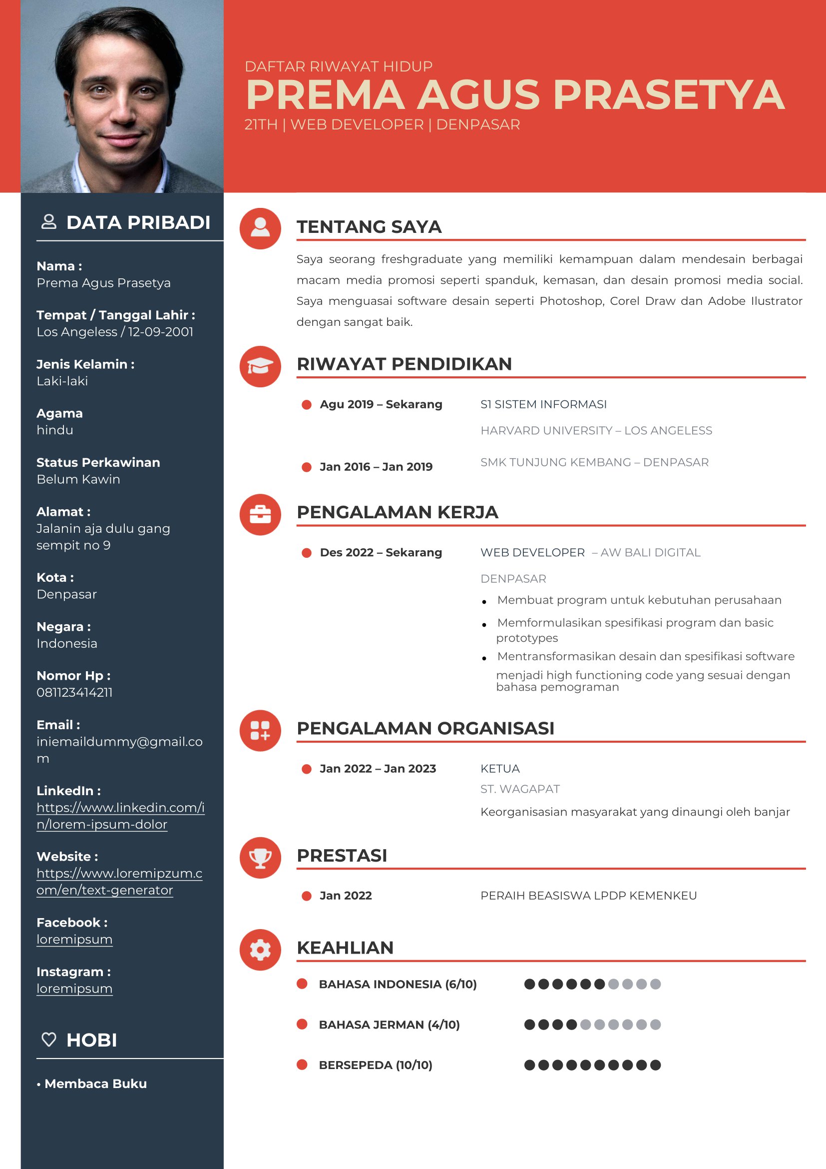 contoh cv fresh graduate