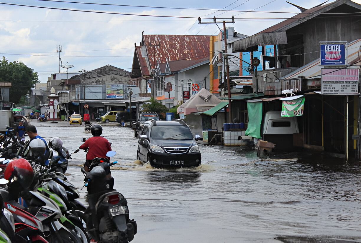 Ilustrasi Daerah di Indonesia yang Sedang Mengalami Hujan Lebat Hingga Banjir